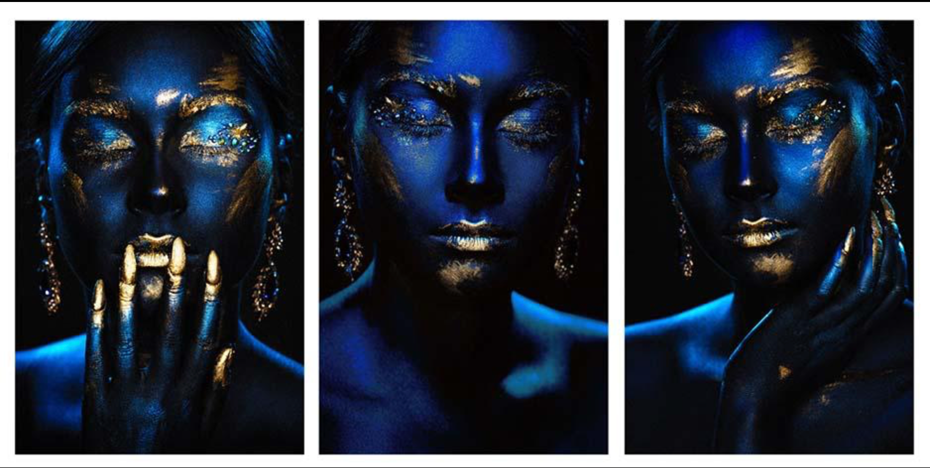 WOMEN BLUE AND GOLD SET 3 PC